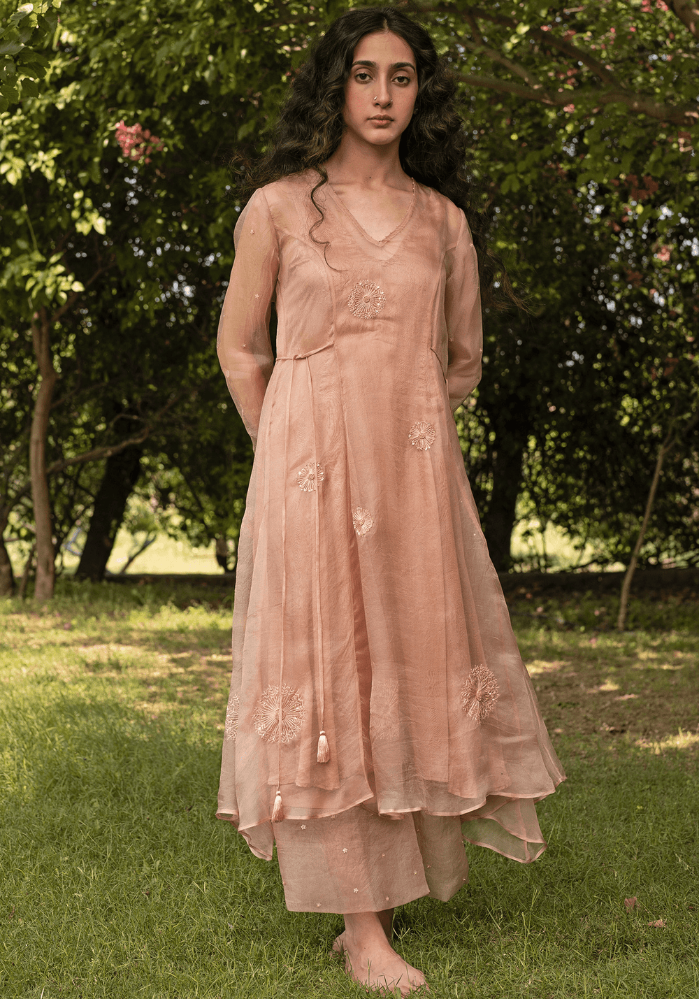 Rose Gold Embroidered Kurta Set Zoon Tribe - Fabilicious Fashion