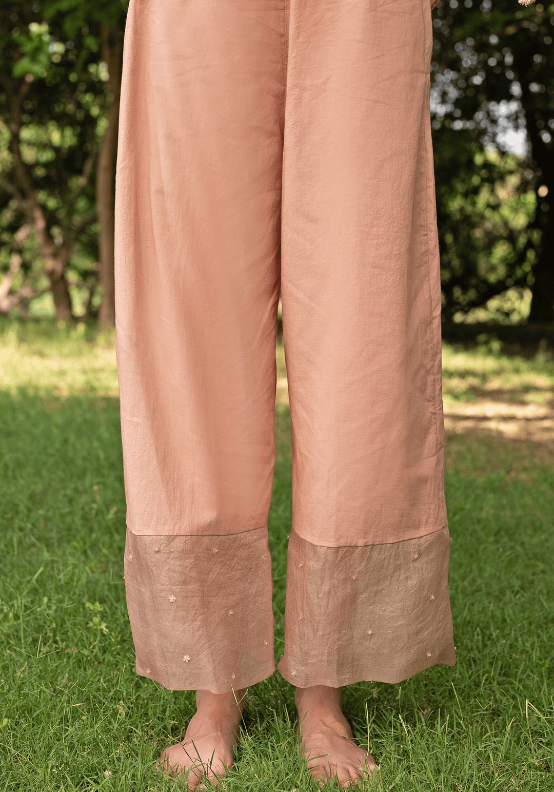 Rose Gold Embroidered Kurta Set Zoon Tribe - Fabilicious Fashion