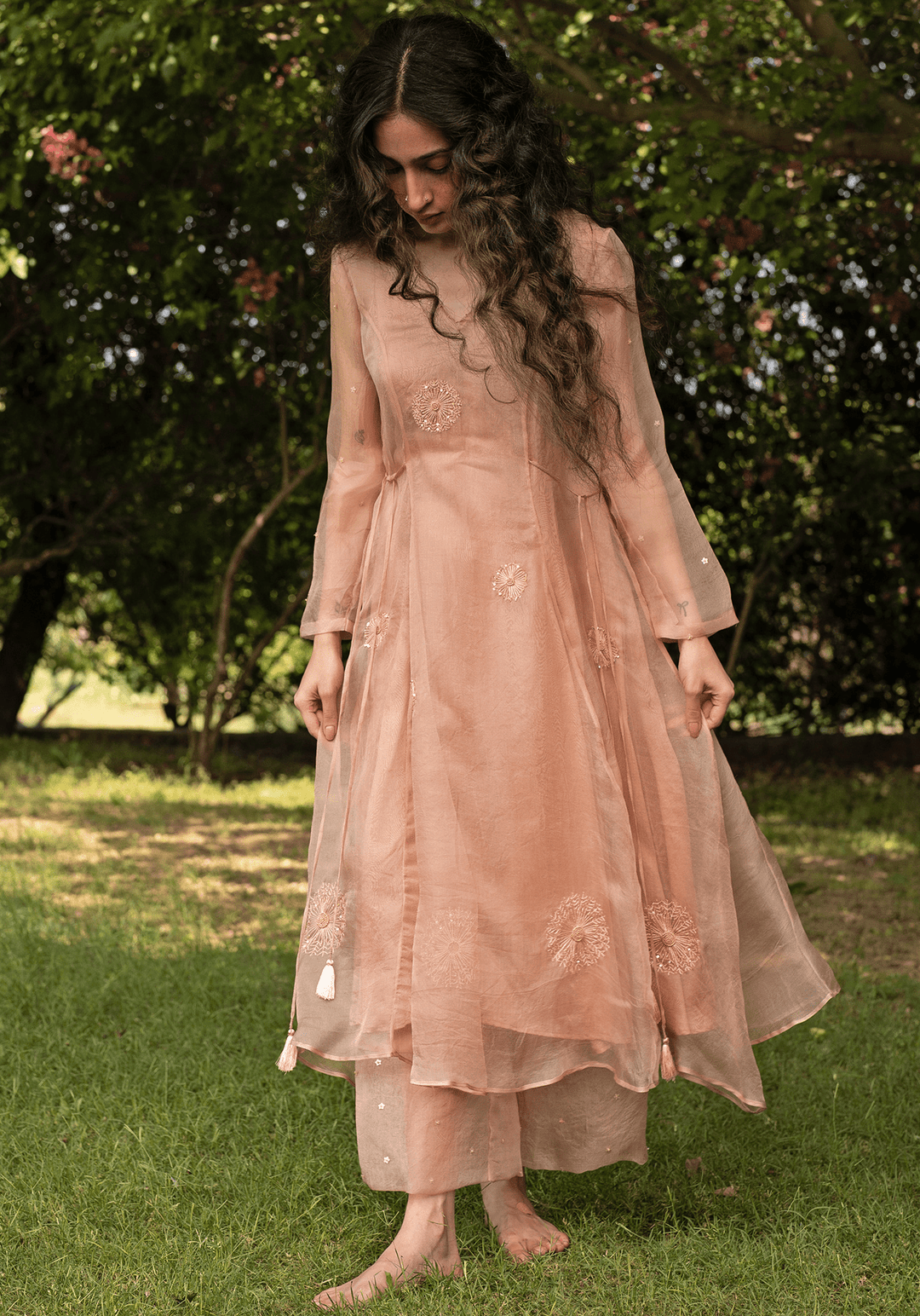 Rose Gold Embroidered Kurta Set Zoon Tribe - Fabilicious Fashion