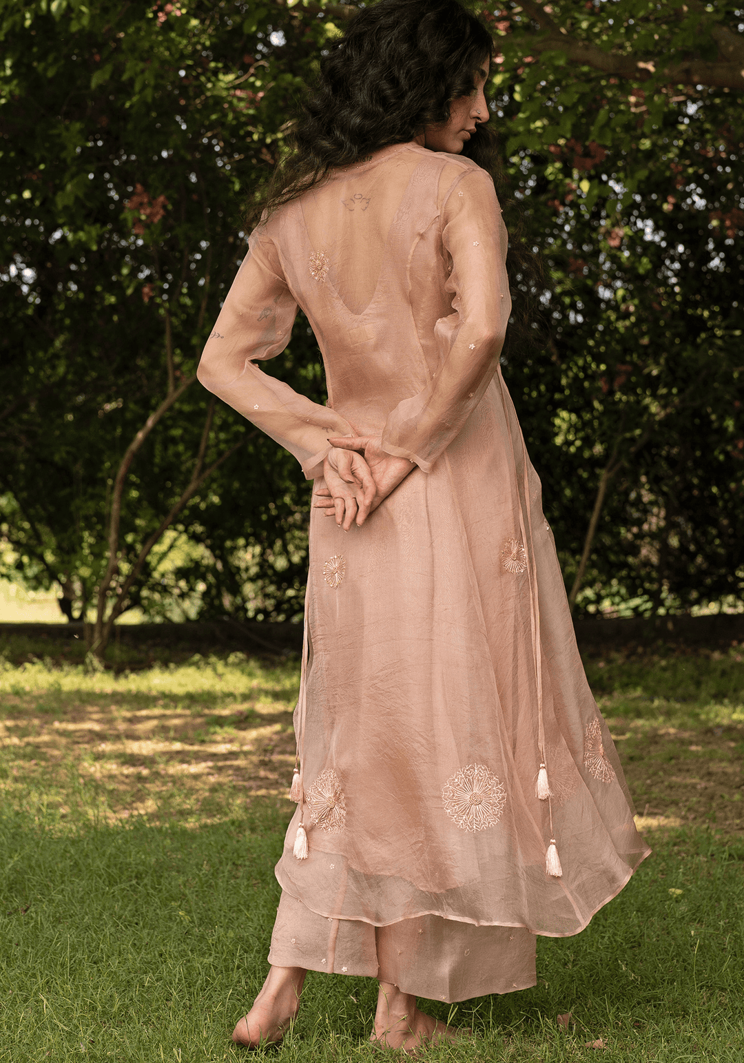 Rose Gold Embroidered Kurta Set Zoon Tribe - Fabilicious Fashion