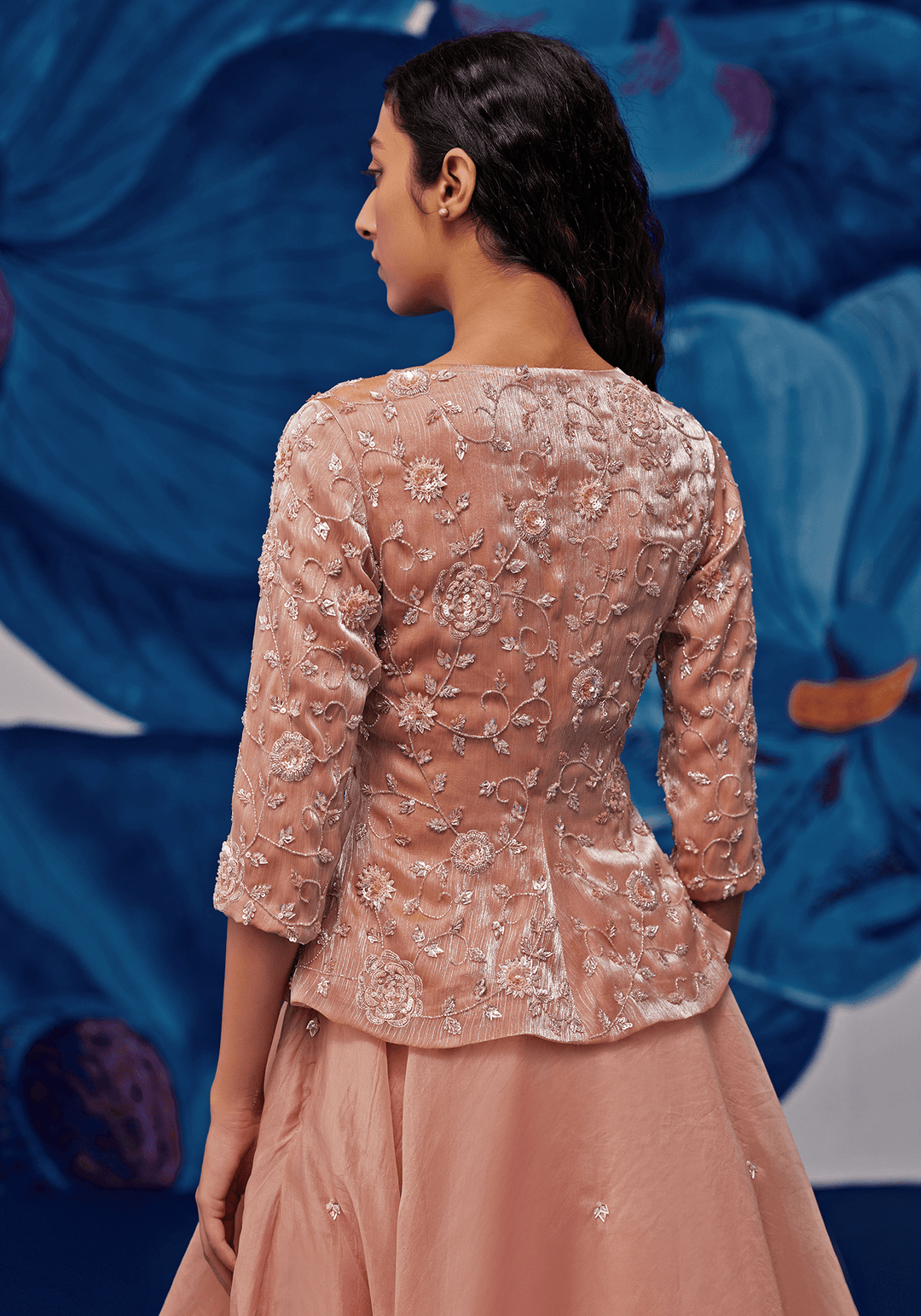 Rose Gold Jacket Lehenga Set Zoon Tribe - Fabilicious Fashion
