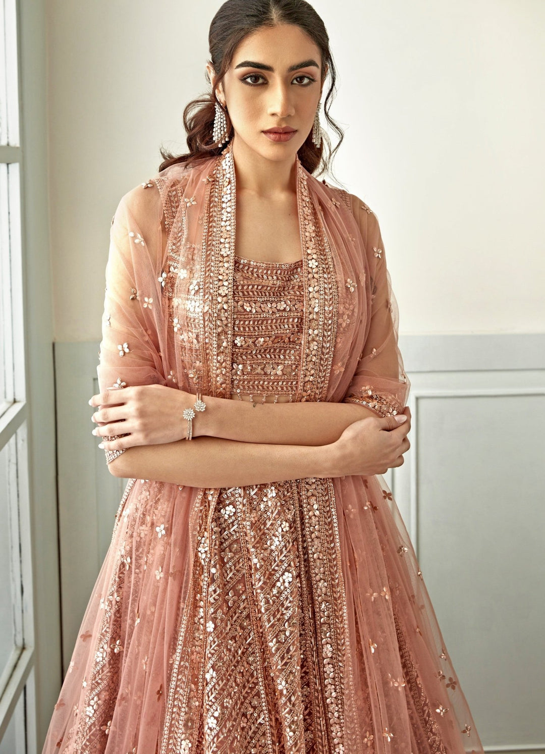 Rose Gold Sequenced Lehenga Set Studio Iris - Fabilicious Fashion