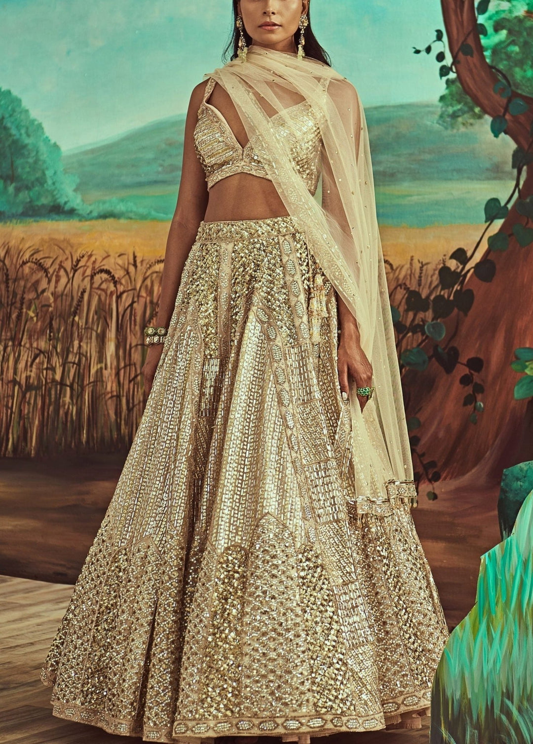 Rose Gold Sequins Lehenga Set Angad Singh - Fabilicious Fashion