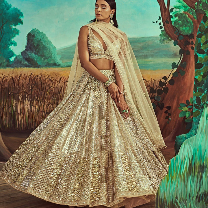 Rose Gold Sequins Lehenga Set Angad Singh - Fabilicious Fashion