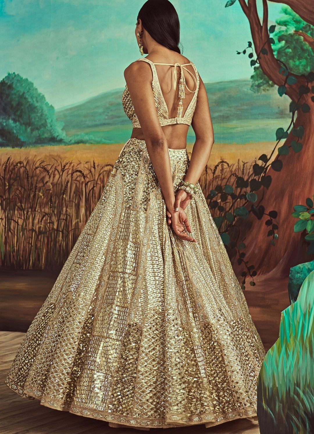Rose Gold Sequins Lehenga Set Angad Singh - Fabilicious Fashion