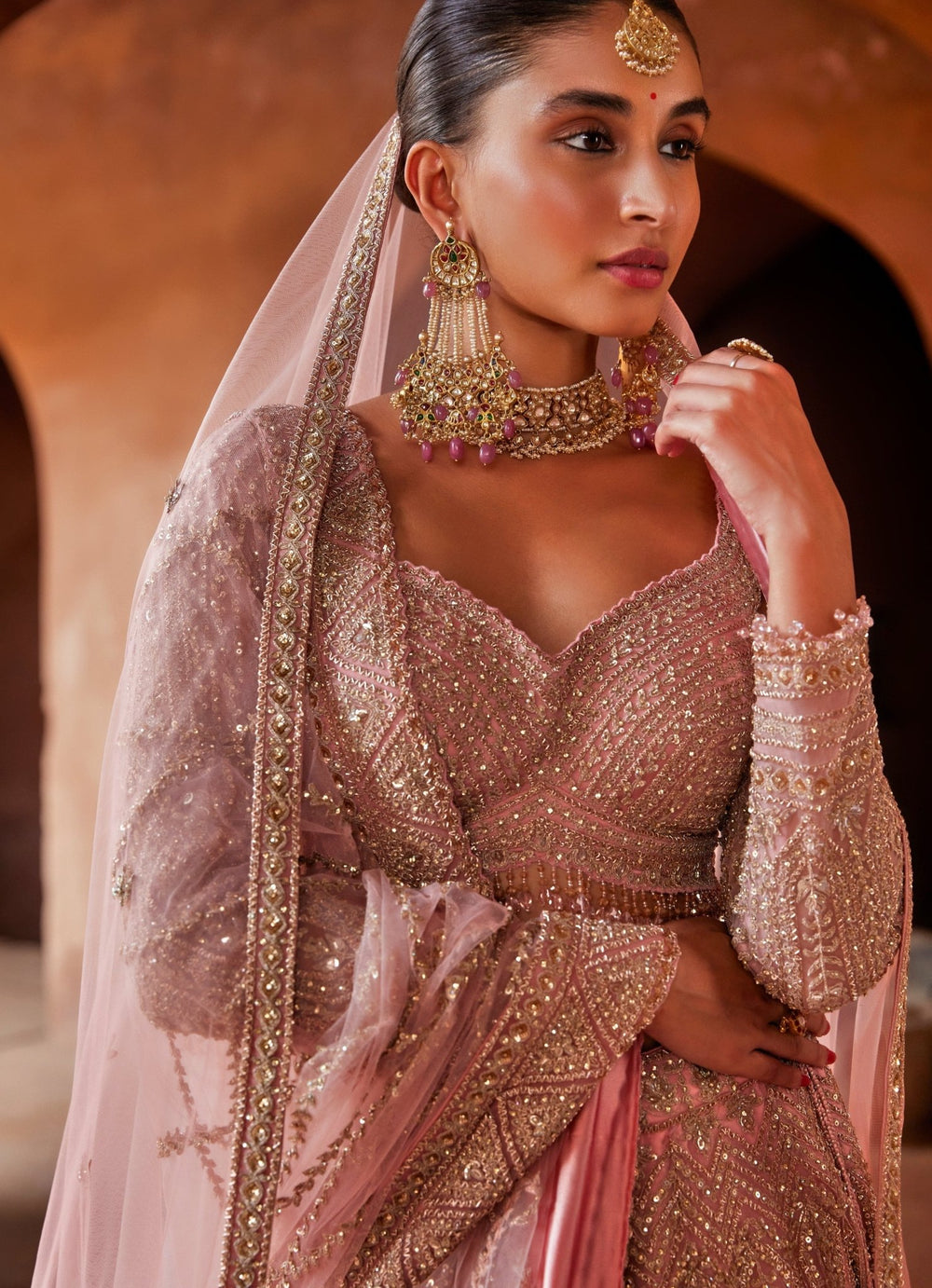 Rose Pink Bridal Net Lehenga Set Nitika Gujral - Fabilicious Fashion