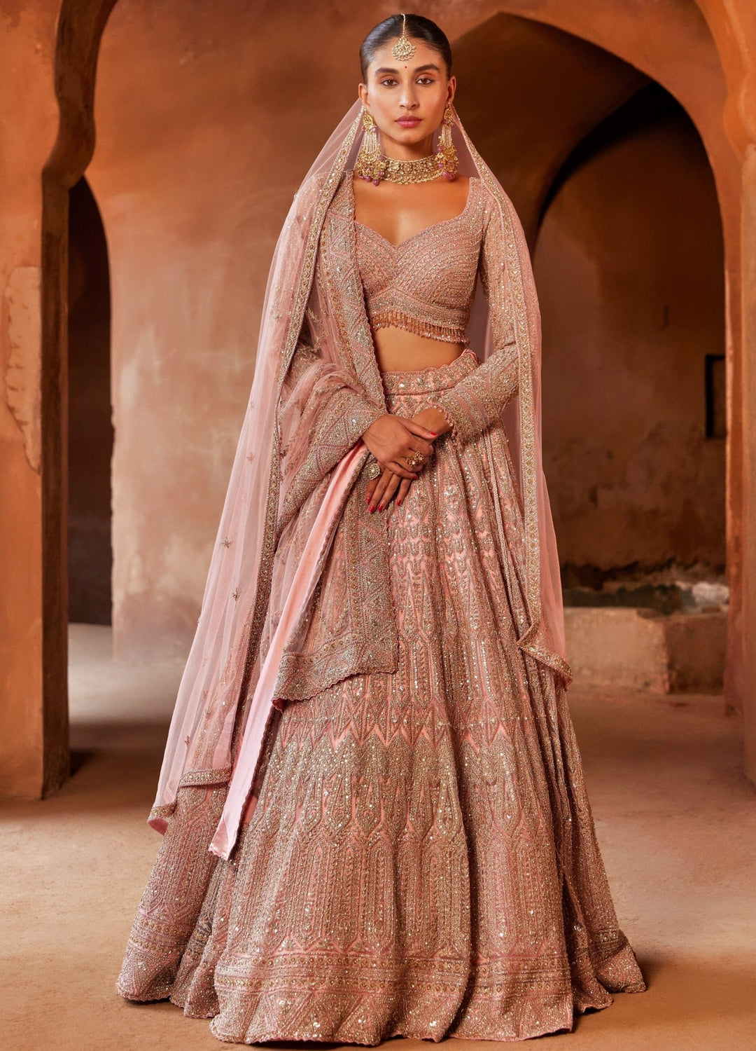 Rose Pink Bridal Net Lehenga Set Nitika Gujral - Fabilicious Fashion