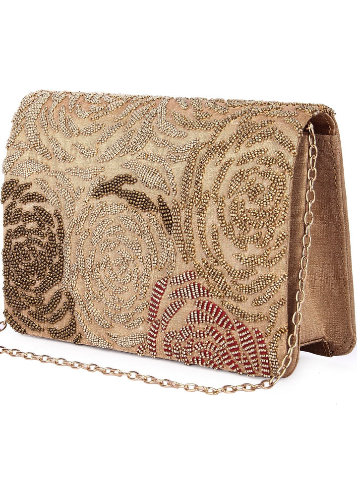 Rose Subtle Bead Clutch The Purple Sack - Fabilicious Fashion
