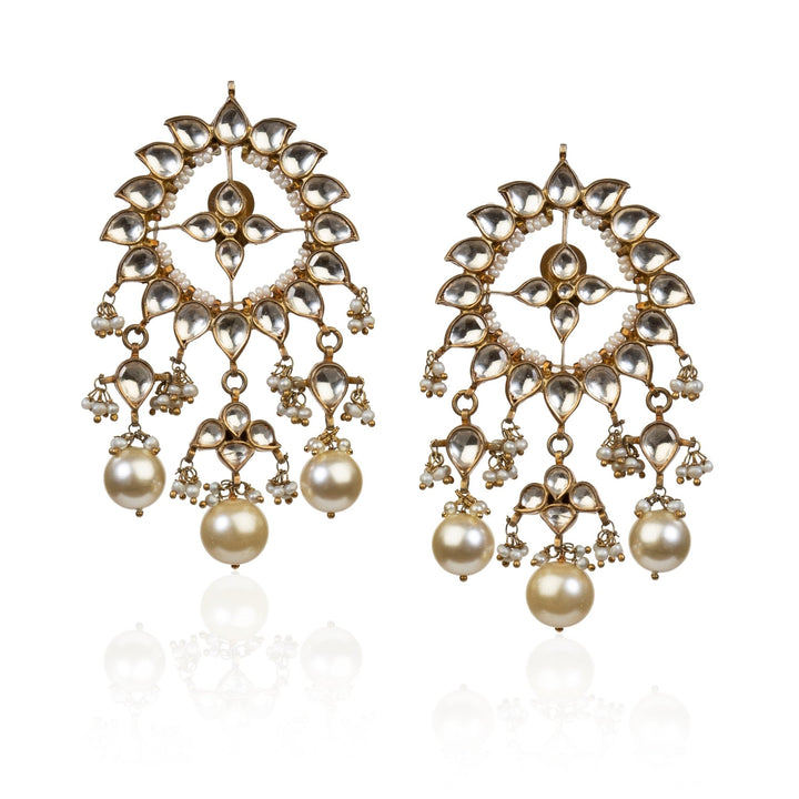 Round Shape Earrings With Pearl Riana by Shikha Jindal - Fabilicious Fashion