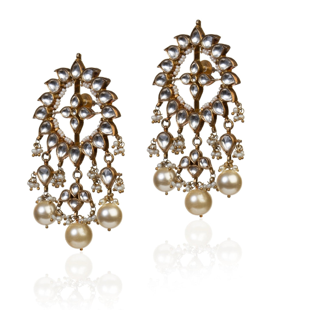 Round Shape Earrings With Pearl Riana by Shikha Jindal - Fabilicious Fashion