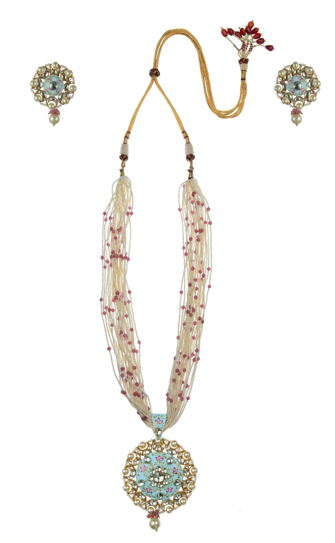 Round Shaped Firozi Pendant Set Riana by Shikha Jindal - Fabilicious Fashion