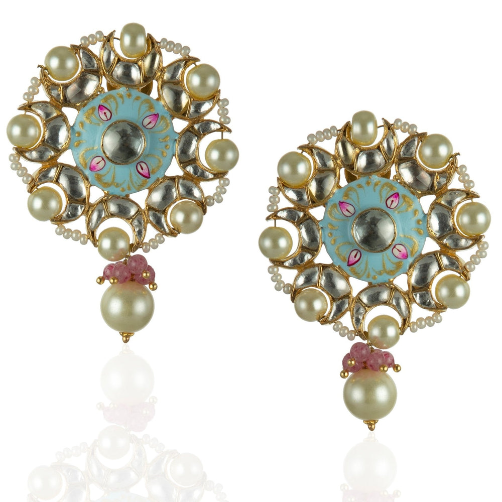 Round Shaped Firozi Pendant Set Riana by Shikha Jindal - Fabilicious Fashion
