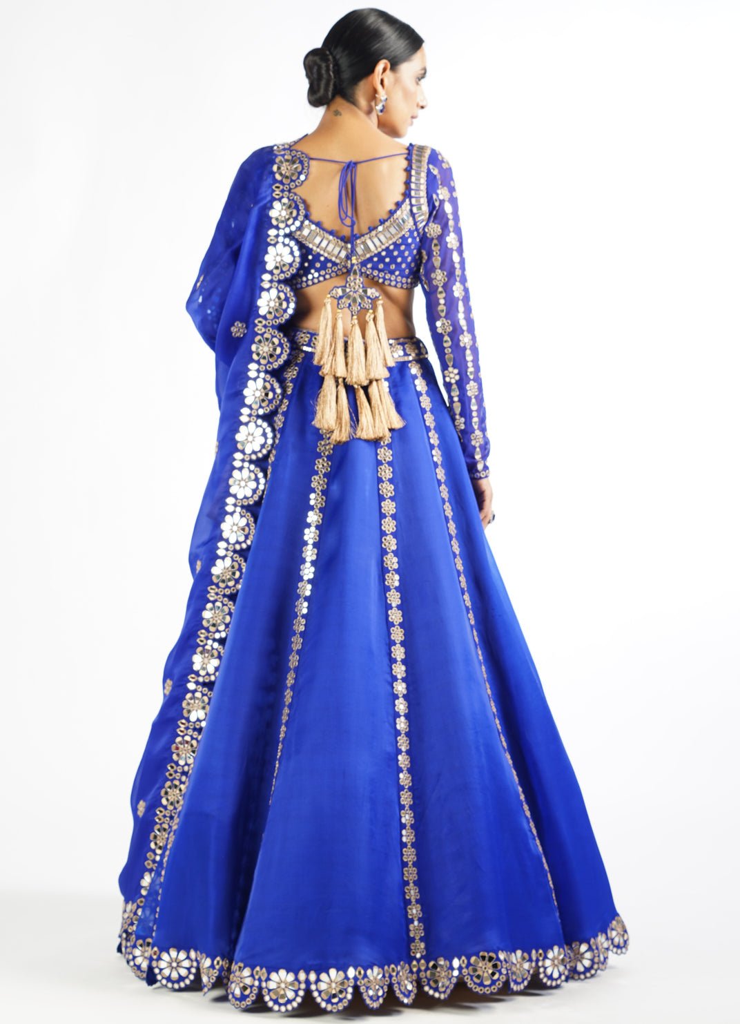 Royal Blue Embellished Blouse And Lehenga Set Vvani by Vani Vats - Fabilicious Fashion
