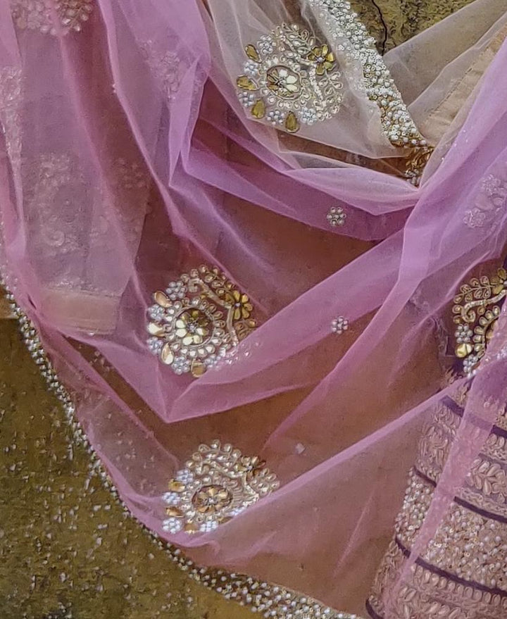 Royal Blue Lehenga Set with Mirror work Blouse and Peach Pink Ombre Dupatta Priti Sahni - Fabilicious Fashion
