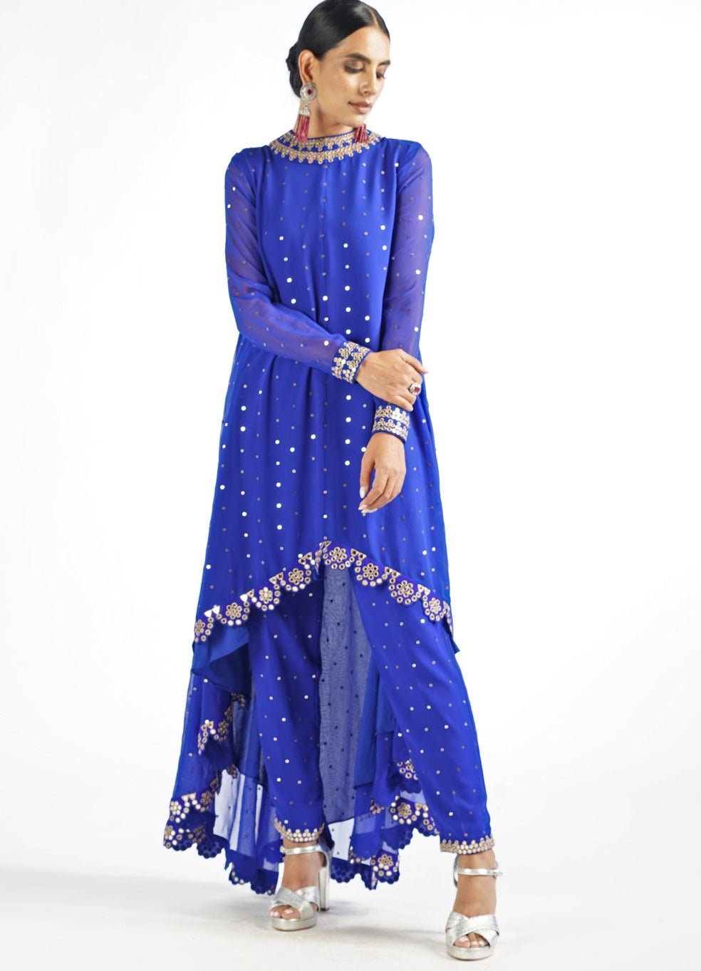 Royal Blue Pant Kurta Set Vvani by Vani Vats - Fabilicious Fashion