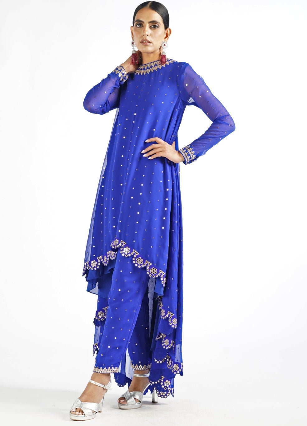 Royal Blue Pant Kurta Set Vvani by Vani Vats - Fabilicious Fashion
