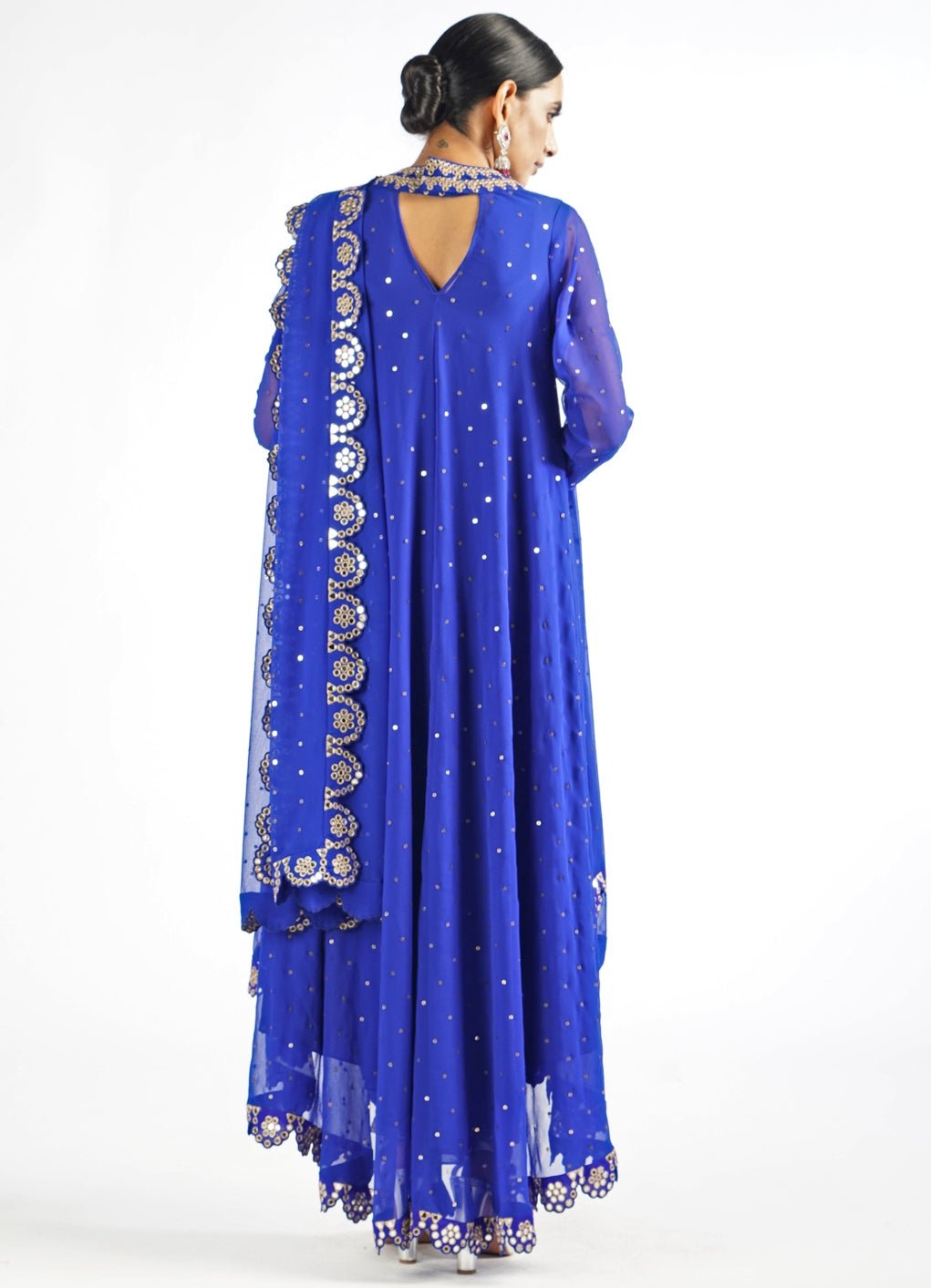 Royal Blue Scallop Pant Kurta Set With Dupatta Vvani by Vani Vats - Fabilicious Fashion