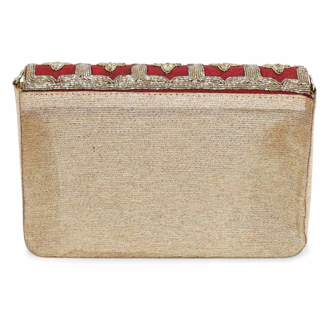 Royal Red and Gold Jaal Clutch The Purple Sack - Fabilicious Fashion