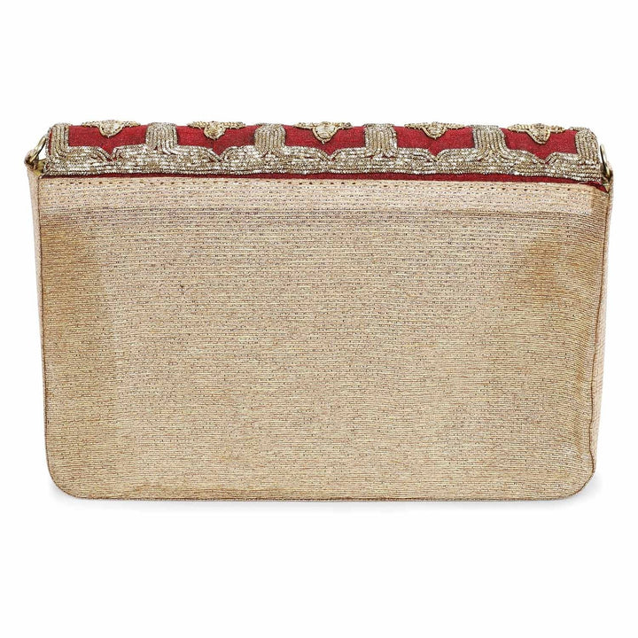 Royal Red and Gold Jaal Clutch The Purple Sack - Fabilicious Fashion