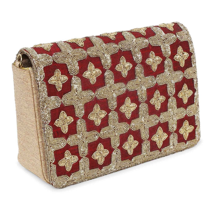 Royal Red and Gold Jaal Clutch The Purple Sack - Fabilicious Fashion