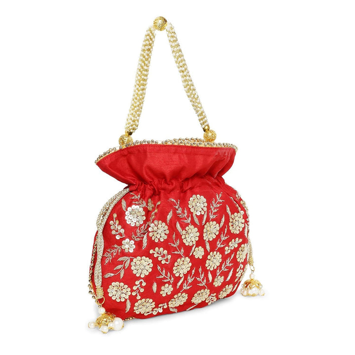 Royal Red Floral Potli The Purple Sack - Fabilicious Fashion
