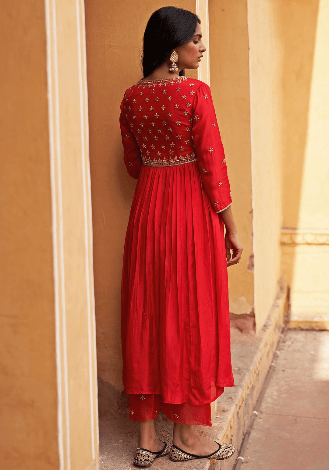 Royal Red Silk Kurta Pants Set Zoon Tribe - Fabilicious Fashion