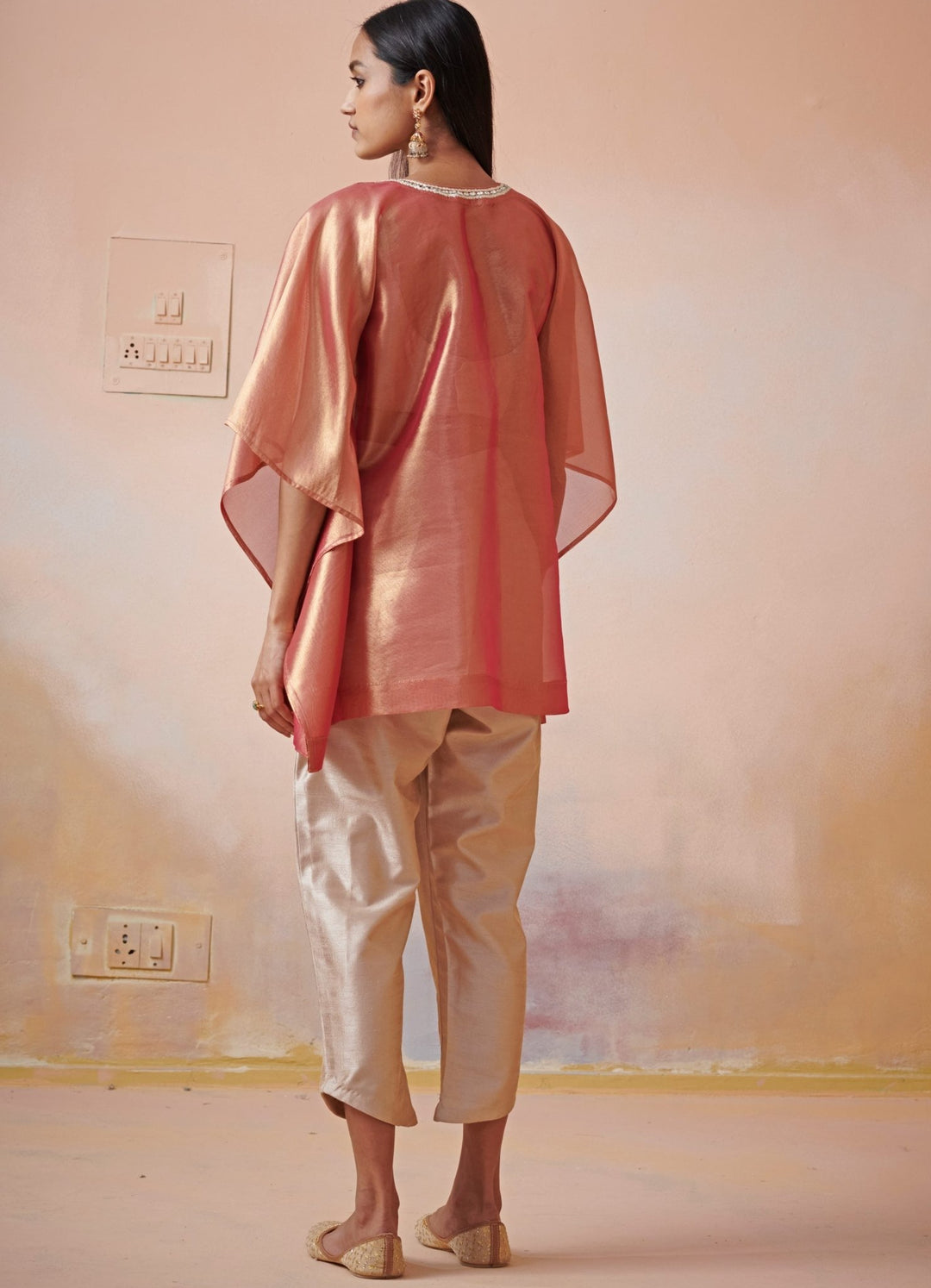 Rust and Beige Tissue Kaftan set Suhino - Fabilicious Fashion