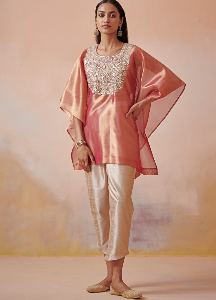 Rust and Beige Tissue Kaftan set Suhino - Fabilicious Fashion