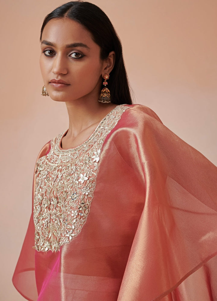 Rust and Beige Tissue Kaftan set Suhino - Fabilicious Fashion