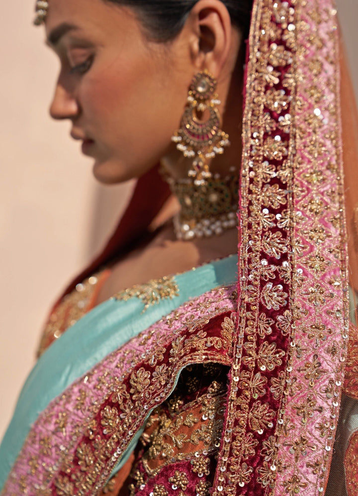 Rust Brown and Gold Double Dupatta Lehenga Set Angad Singh - Fabilicious Fashion