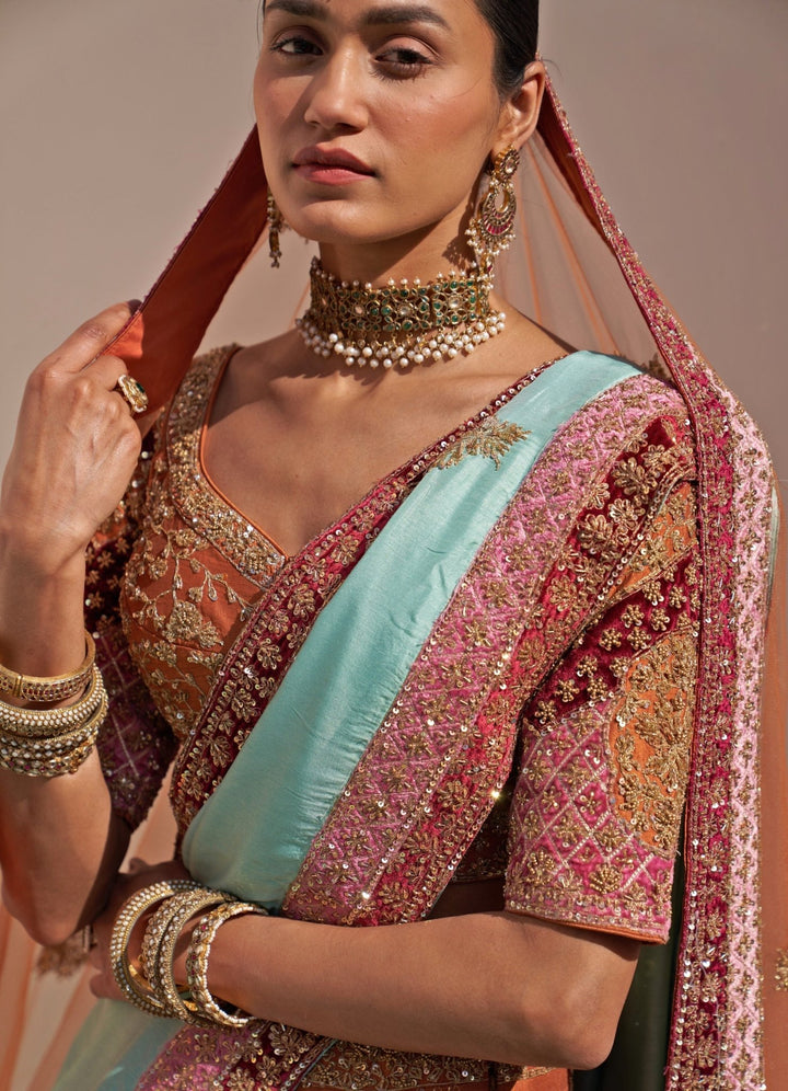 Rust Brown and Gold Double Dupatta Lehenga Set Angad Singh - Fabilicious Fashion