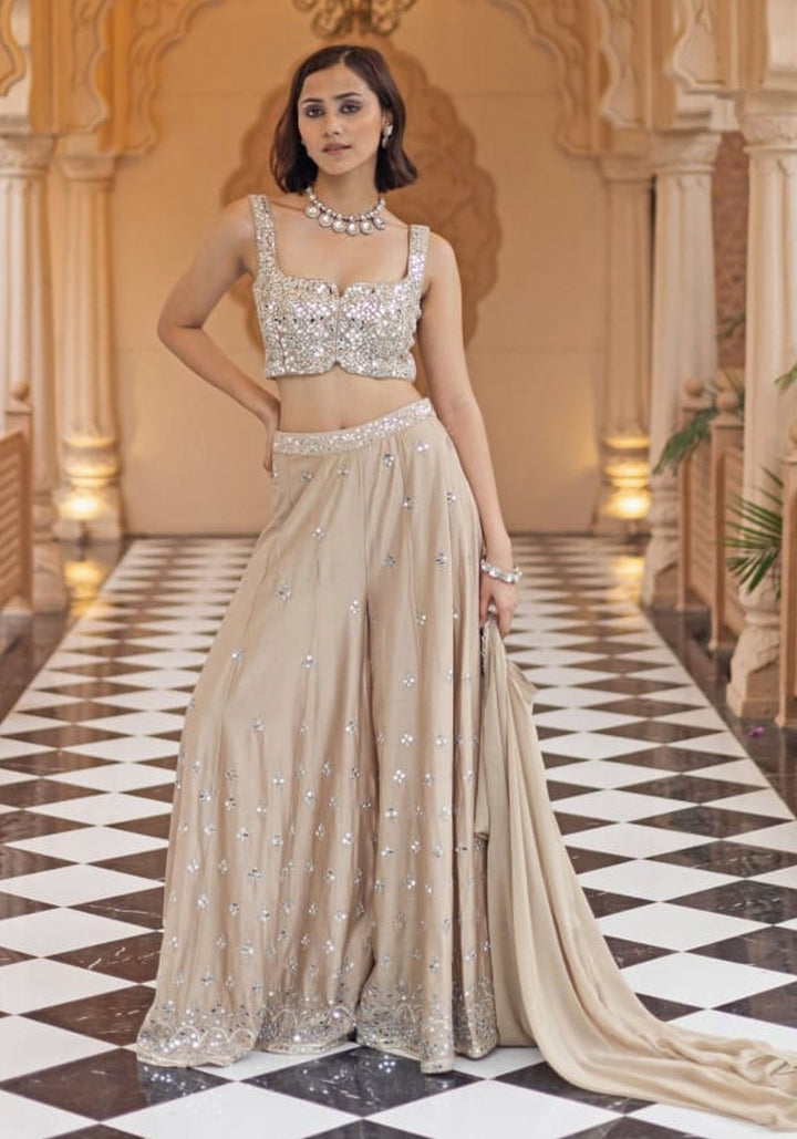 Rust Brown Chanderi Cape Set Esha Koul - Fabilicious Fashion
