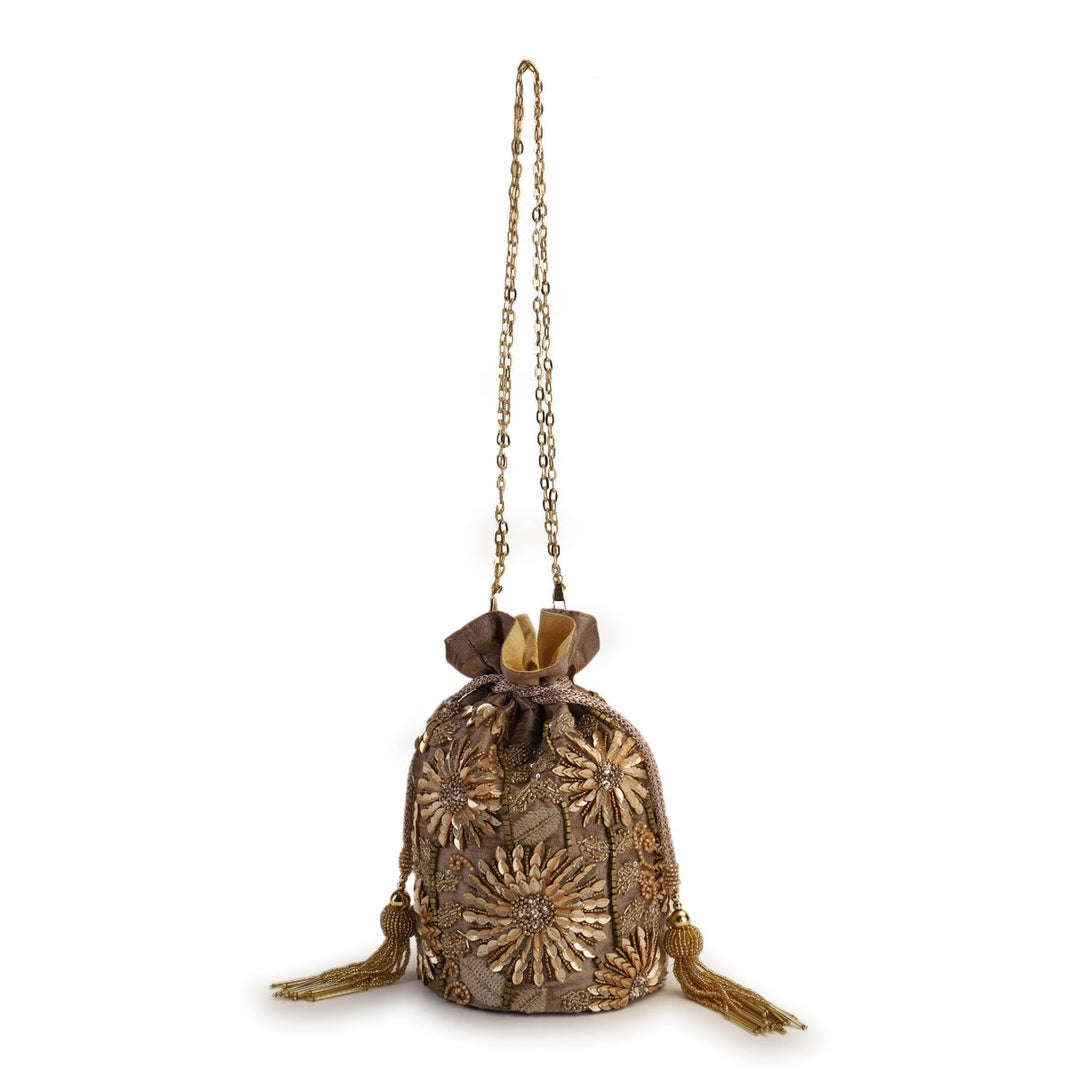 Rust Floral Potli Bag The Purple Sack - Fabilicious Fashion