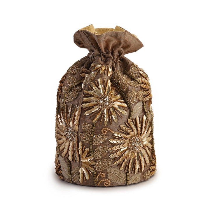 Rust Floral Potli Bag The Purple Sack - Fabilicious Fashion