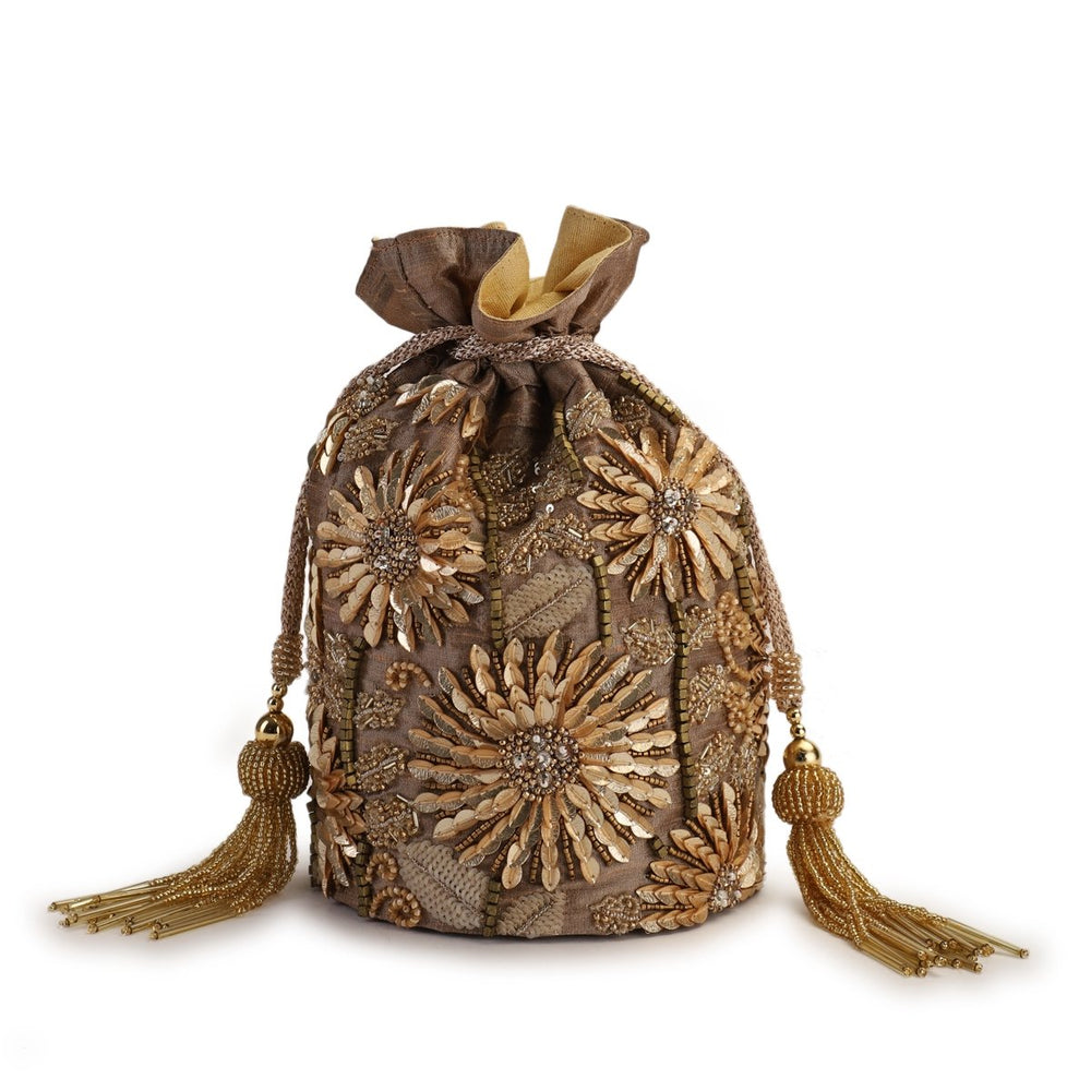 Rust Floral Potli Bag The Purple Sack - Fabilicious Fashion