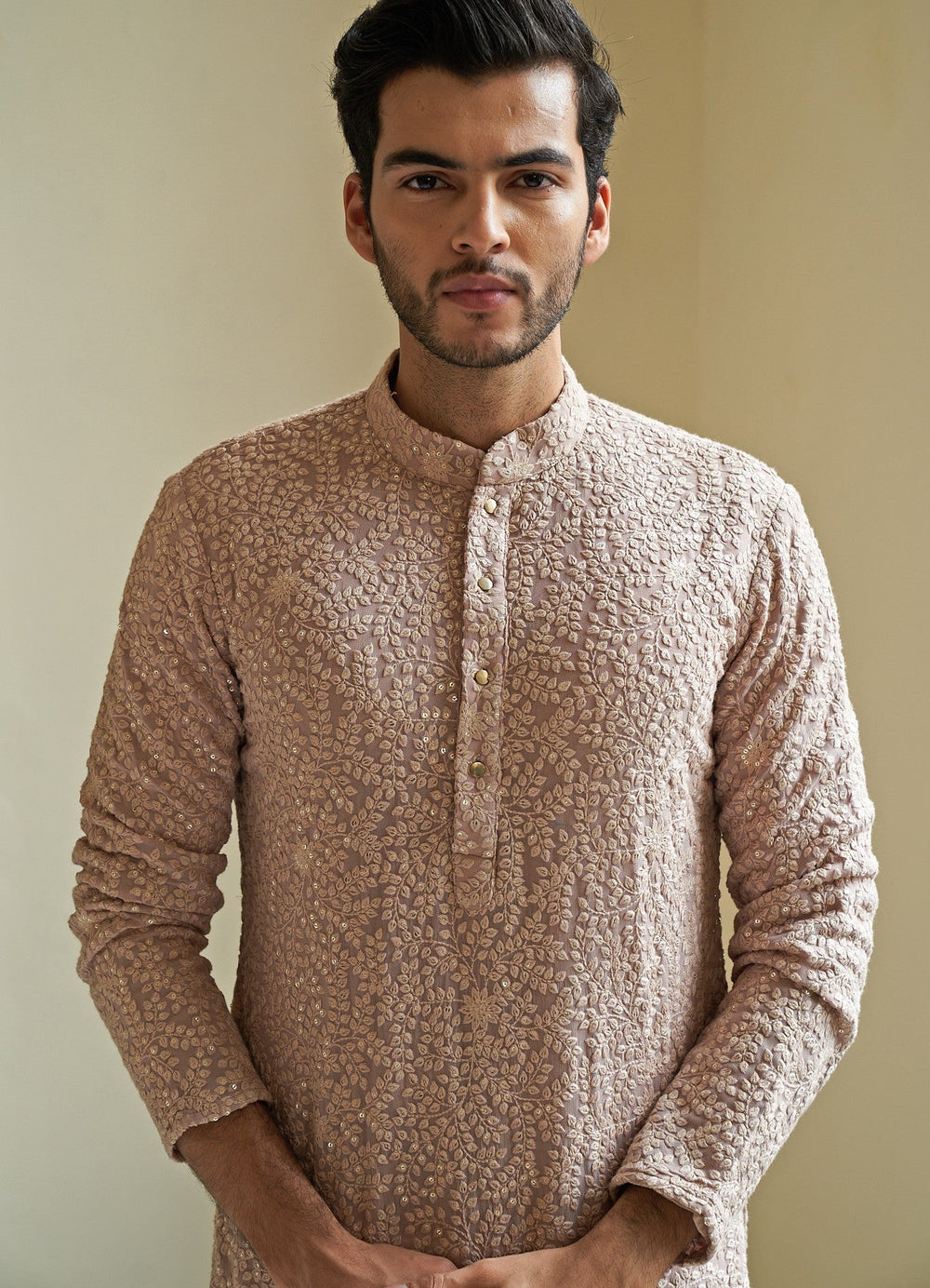 Rust Mauve Kurta Set Contrast by Parth - Fabilicious Fashion