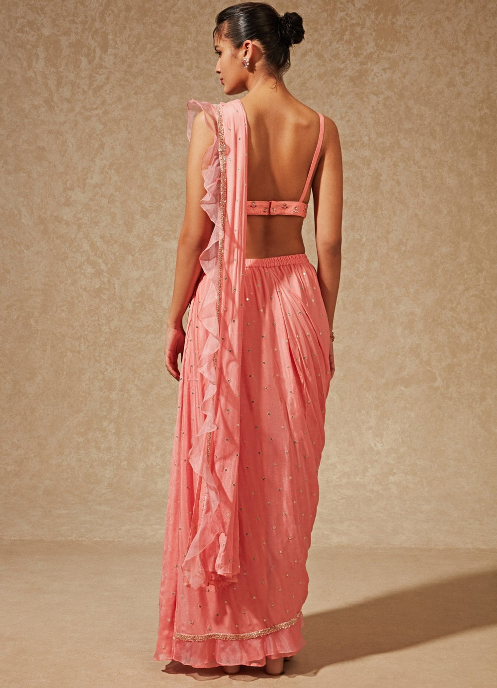 Sachi Pink Drape Sari With Jacket Chamee n Palak - Fabilicious Fashion
