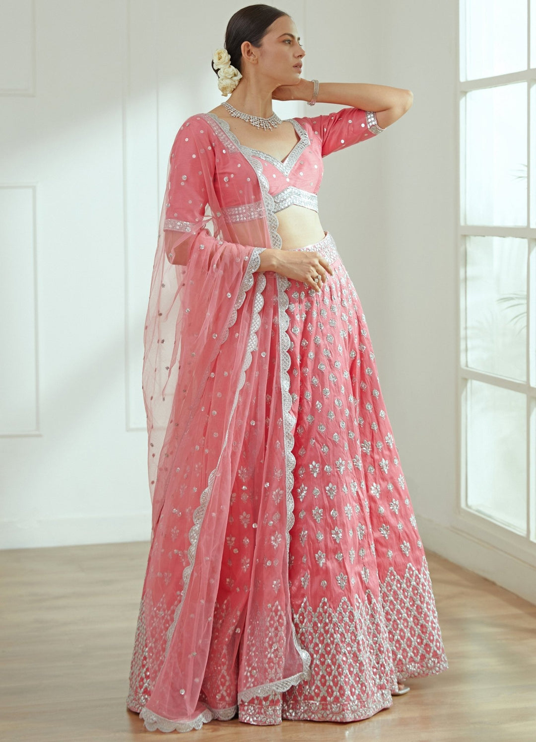 Sadira Pink Raw Silk Lehenga Set Studio Iris - Fabilicious Fashion
