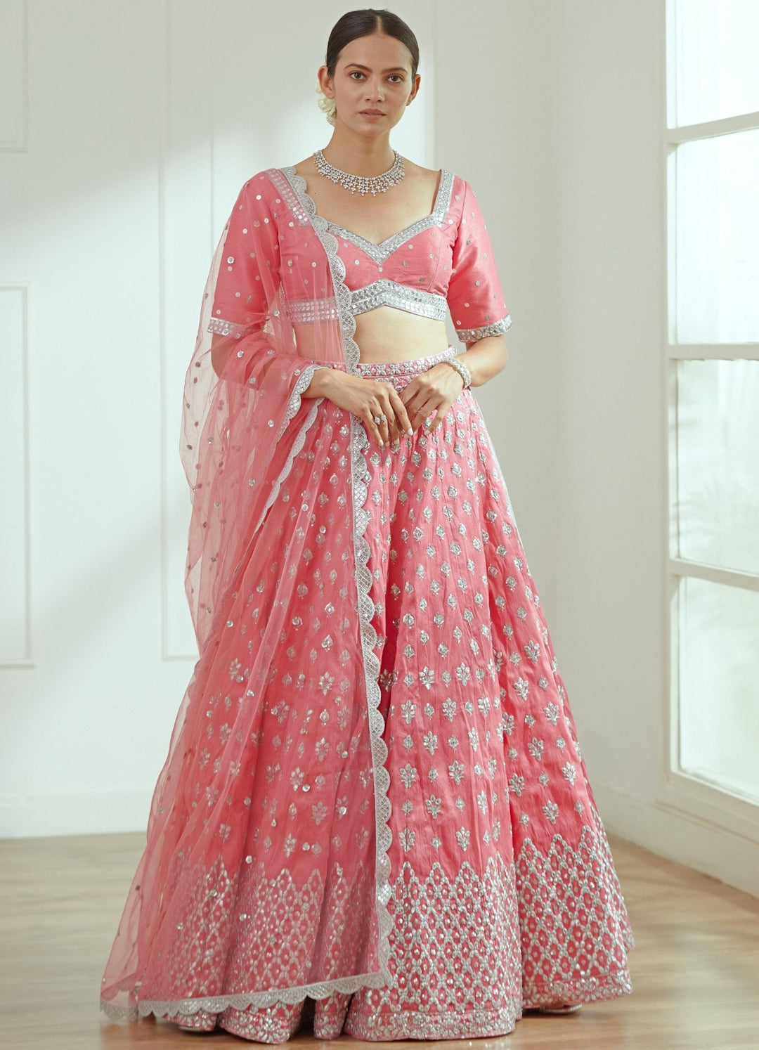 Sadira Pink Raw Silk Lehenga Set Studio Iris - Fabilicious Fashion