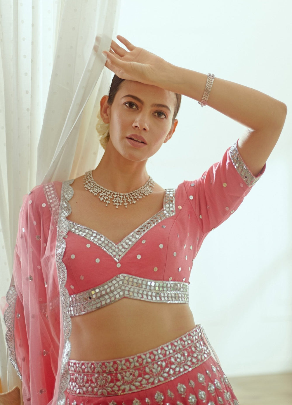 Sadira Pink Raw Silk Lehenga Set Studio Iris - Fabilicious Fashion