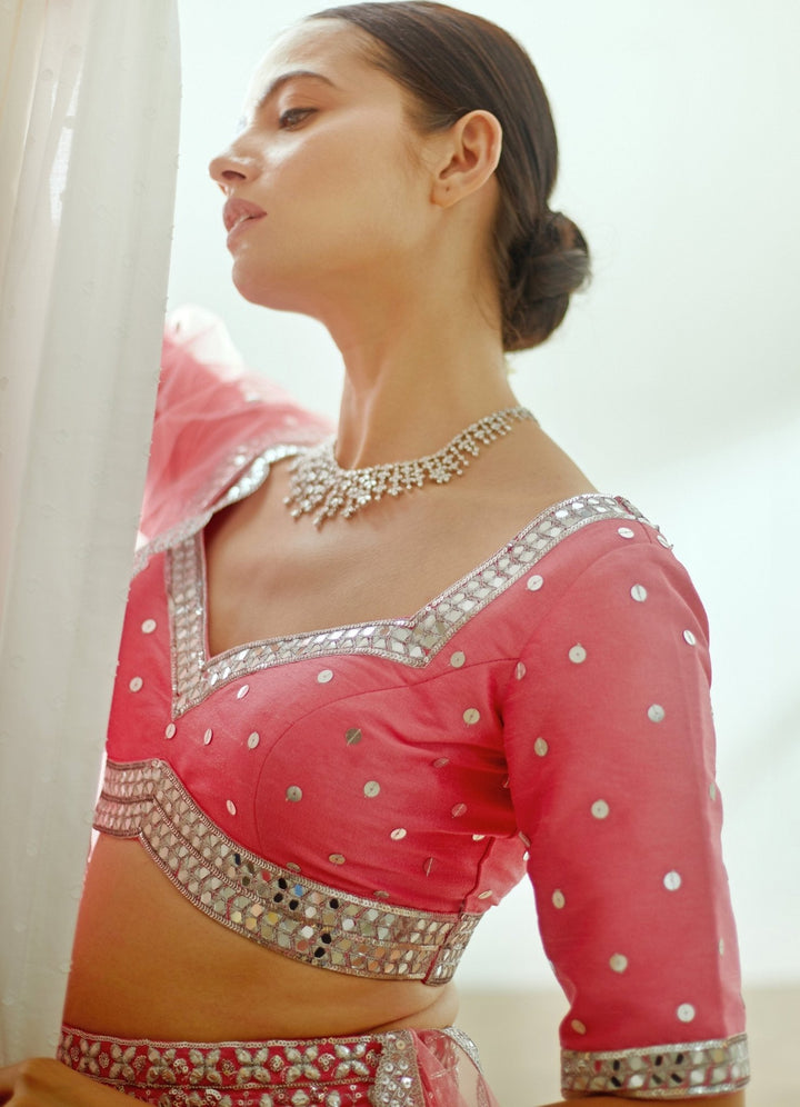 Sadira Pink Raw Silk Lehenga Set Studio Iris - Fabilicious Fashion