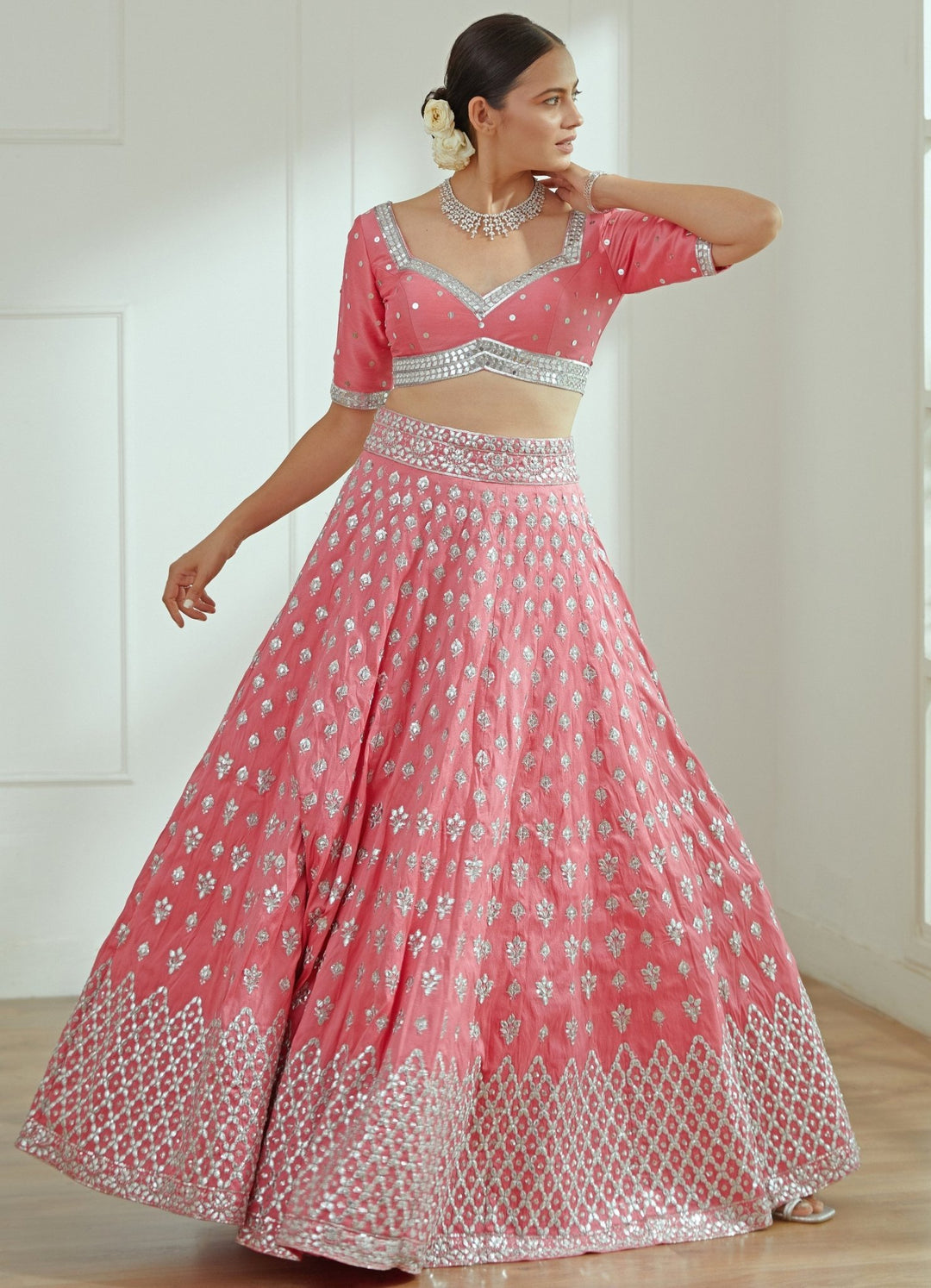 Sadira Pink Raw Silk Lehenga Set Studio Iris - Fabilicious Fashion