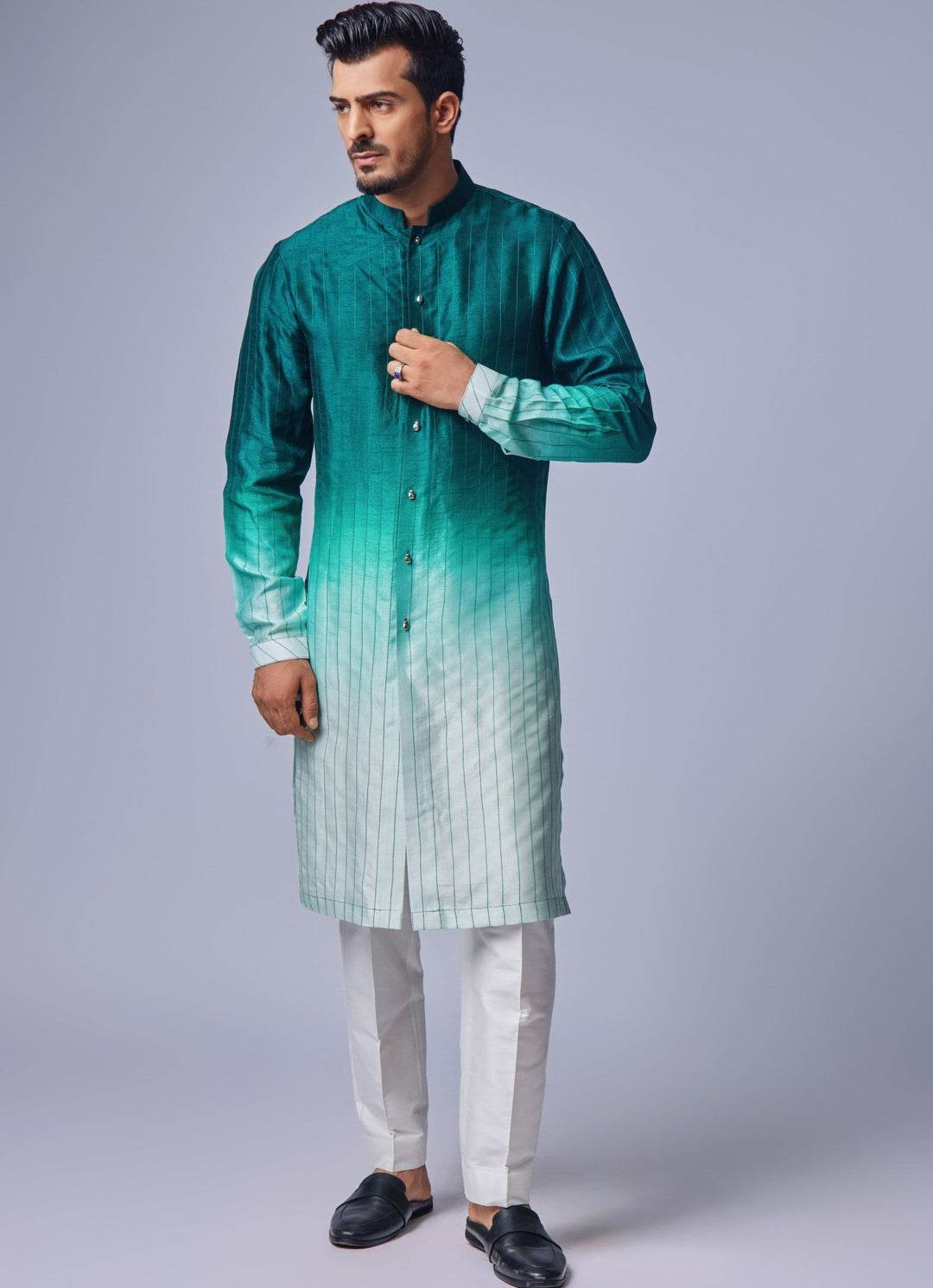 Sage Green Ombre Shaded Kurta Set Chatenya Mittal - Fabilicious Fashion