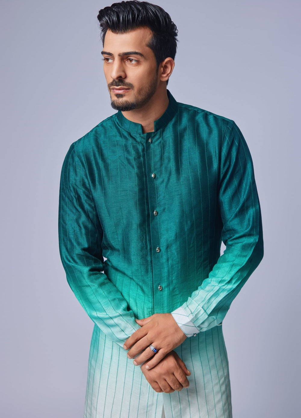 Sage Green Ombre Shaded Kurta Set Chatenya Mittal - Fabilicious Fashion