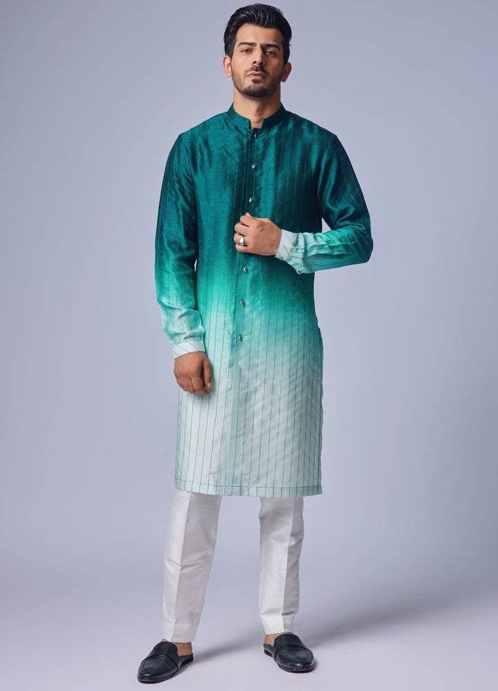 Sage Green Ombre Shaded Kurta Set Chatenya Mittal - Fabilicious Fashion