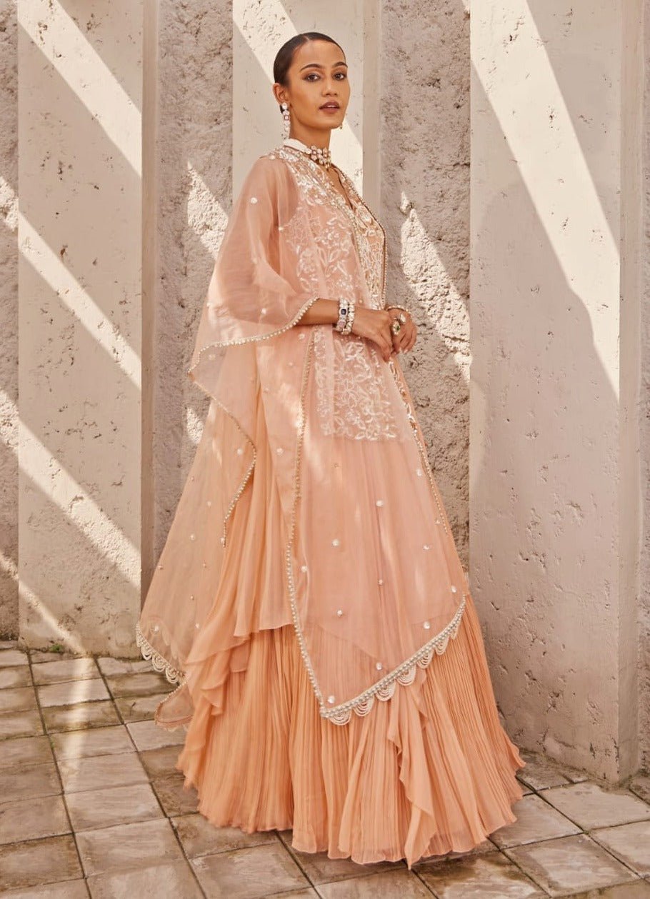 Salmon Pink Georgette Anarkali Set Nidhika Shekhar - Fabilicious Fashion
