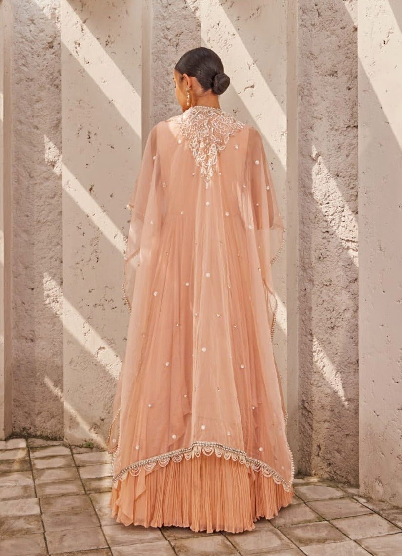 Salmon Pink Georgette Anarkali Set Nidhika Shekhar - Fabilicious Fashion