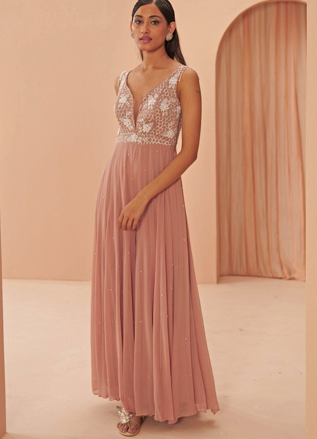 Salmon Pink Jumpsuit Parul Gandhi - Fabilicious Fashion