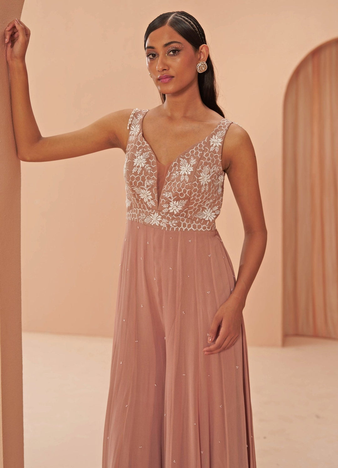 Salmon Pink Jumpsuit Parul Gandhi - Fabilicious Fashion