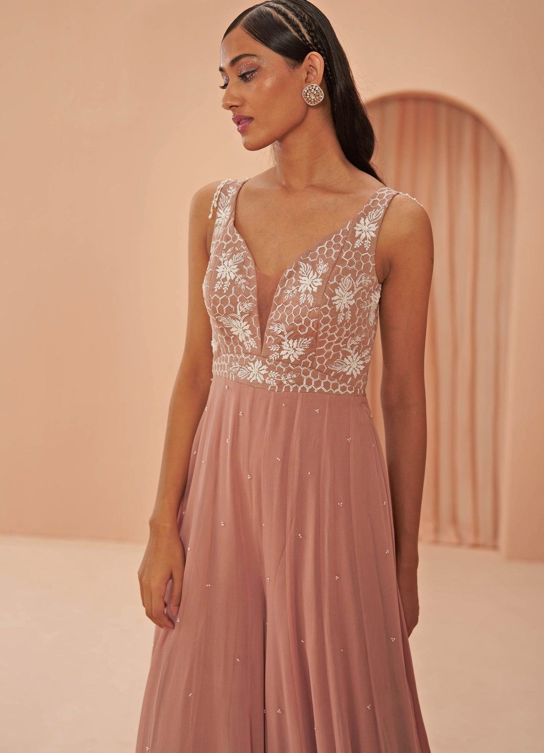 Salmon Pink Jumpsuit Parul Gandhi - Fabilicious Fashion